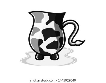 Milk pitcher with pattern of dairy cattle.