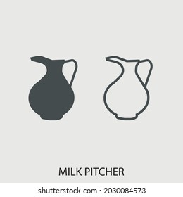 Milk pitcher vector icon illustration sign for web and design