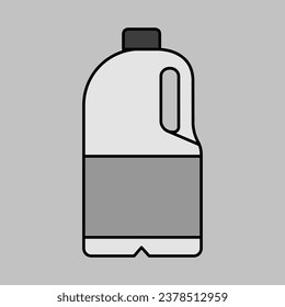 Milk plastic bottle vector grayscale icon. Dairy product sign. Graph symbol for cooking web site and apps design, logo, app, UI