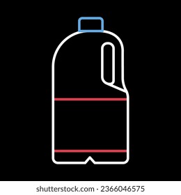 Milk plastic bottle vector on black background icon. Dairy product sign. Graph symbol for cooking web site and apps design, logo, app, UI