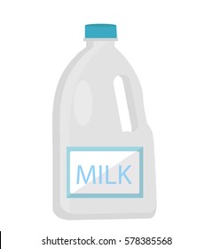 Milk in plastic bottles icon flat style. Isolated on white background. Vector illustration