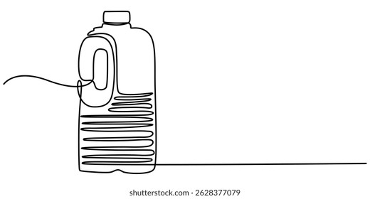 milk plastic container continuous one line drawing, Gallon Of Milk Icon, Big Plastic Bottle ,Gallon continuous one line drawing vector illustration, Bottle of milk design.