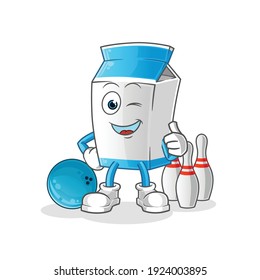 milk play bowling illustration. character vector