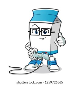 milk playing game mascot vector cartoon illustration