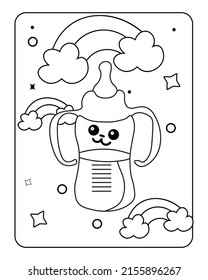 milk pod Baby toy coloring page, kids coloring page, toy line art design,