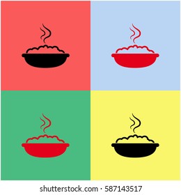 Milk porridge oats, buckwheat pumpkin millet rice wheat flakes vector  icon.