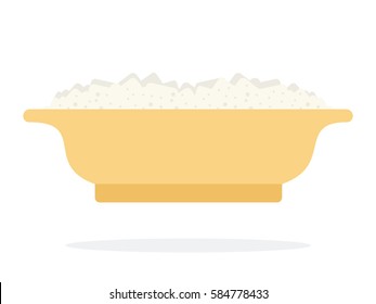 Milk porridge in plate vector flat material design isolated on white
