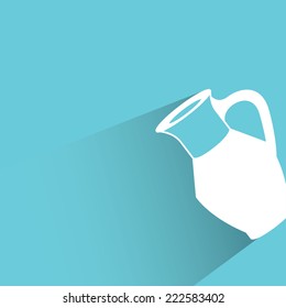 milk pot in blue background, flat and shadow design
