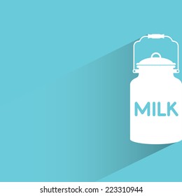 milk pot in blue background, flat and shadow design