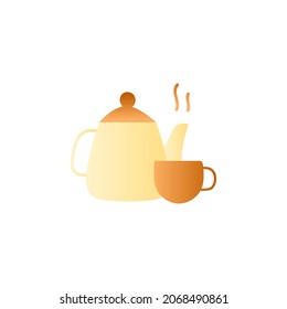 milk pot and coffee icon in gradient color, isolated on white 