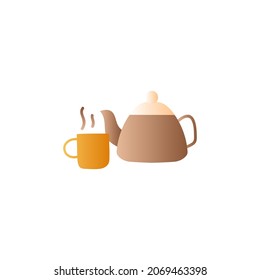 milk pot and coffee icon in gradient color, isolated on white 