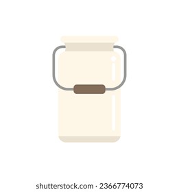 Vector plano del icono de la olla de leche. Producción de alimentos. Proceso aislado de la mantequilla