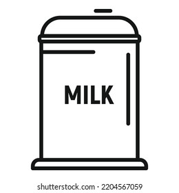 Vector de contorno de icono de la olla de leche. Producción de queso. Proceso lechero