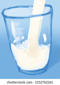 Milk is poured into a glass