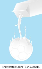 Milk pouring Bone shape from box, World Milk Day concept 3D virtual design illustration isolated on blue background with copy space, vector eps 10