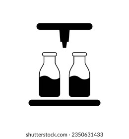 Milk pouring in bottle icon design. Automatic milking system vector icon. isolated on white background. vector illustration