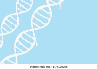 Milk pouring DNA shape, World Milk Day concept 3D virtual design illustration isolated on blue background with copy space, vector eps 10