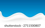 Milk pouring forms waves or ripples, a design element for advertisement. World Milk Day. Milk wave on blue background. Vector illustration.