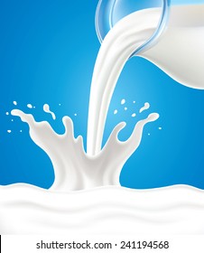 milk pouring from jug with splash