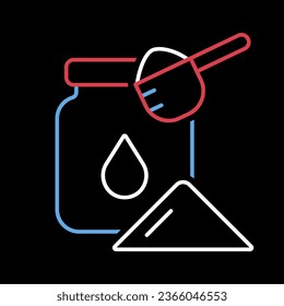 Milk powder canned and spoon vector on black background icon. Dairy product sign. Graph symbol for cooking web site and apps design, logo, app, UI