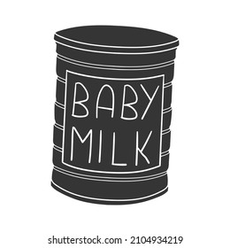 Milk Powder Icon Silhouette Illustration. Baby Drink Vector Graphic Pictogram Symbol Clip Art. Doodle Sketch Black Sign.