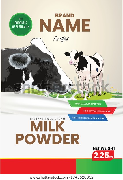 Milk powder package illustration Cow Illustration no\
Reference used