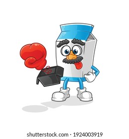 milk prank with glove in box cartoon. cartoon mascot vector