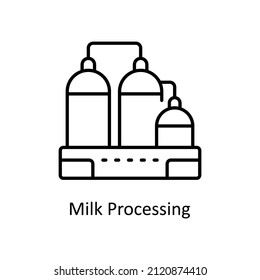 Milk Processing vector Outline icon for web isolated on white background EPS 10 file