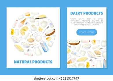 Design de banner de produto láteo com modelo de vetor de alimento fresco leiteiro