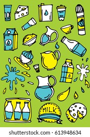 Milk product banner. Hand drawn milk vector