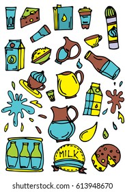 Milk product banner. Hand drawn milk vector