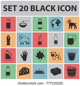 Milk product black icons in set collection for design.Milk and food vector symbol stock web illustration.