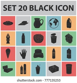 Milk product black icons in set collection for design.Milk and food vector symbol stock web illustration.