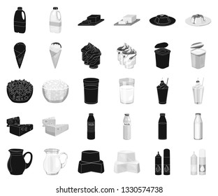 Milk product black,monochrome icons in set collection for design.Milk and food vector symbol stock web illustration.