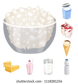 Milk product cartoon icons in set collection for design.Milk and food vector symbol stock web illustration.