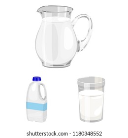 Milk product cartoon icons in set collection for design.Milk and food vector symbol stock web illustration.