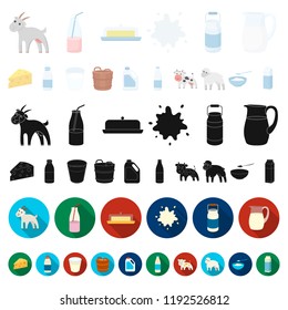 Milk product cartoon icons in set collection for design.Milk and food vector symbol stock web illustration.