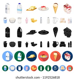 Milk product cartoon icons in set collection for design.Milk and food vector symbol stock web illustration.