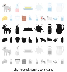 Milk product cartoon icons in set collection for design.Milk and food vector symbol stock web illustration.