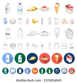 Milk product cartoon icons in set collection for design.Milk and food vector symbol stock web illustration.