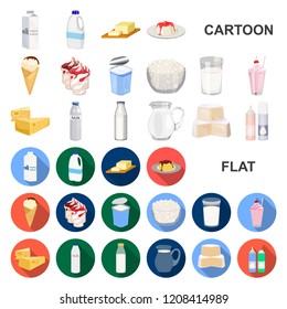 Milk product cartoon icons in set collection for design.Milk and food vector symbol stock web illustration.
