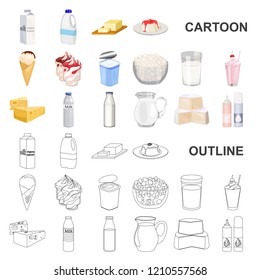 Milk product cartoon icons in set collection for design.Milk and food vector symbol stock web illustration.