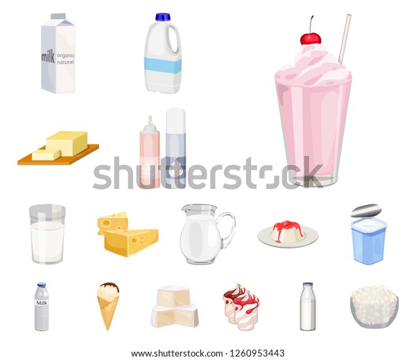 Milk Product Cartoon Icons Set Collection Stock Vector (Royalty Free ...