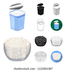 Milk product cartoon,black,flat,monochrome,outline icons in set collection for design.Milk and food vector symbol stock web illustration.