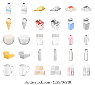 Milk product cartoon,monochrom icons in set collection for design.Milk and food vector symbol stock web illustration.