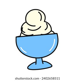 Milk product of colorful food set. This ice cream illustration boasts design with carefully outlined details, making it a mouthwatering addition to any food-themed project. Vector illustration.