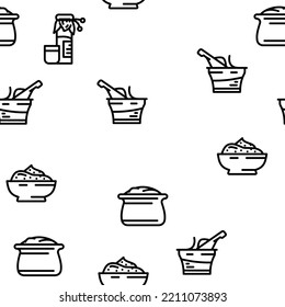milk product dairy food yogurt vector seamless pattern thin line illustration
