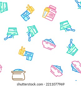 milk product dairy food yogurt vector seamless pattern thin line illustration