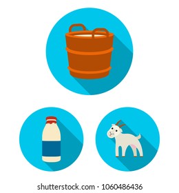 Milk product flat icons in set collection for design.Milk and food vector symbol stock web illustration.