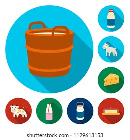 Milk product flat icons in set collection for design.Milk and food vector symbol stock web illustration.